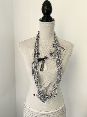 Collana Pois bianca e blu in cotone
