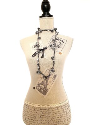 Collana Pois nera mélange in lana