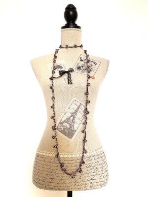 Collana Pois marrone in lana lurex