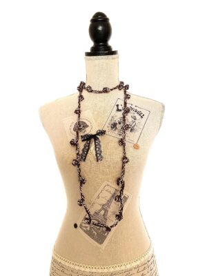 Collana Pois marrone in lana lurex
