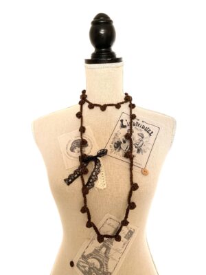 Collana Pois marrone in lana
