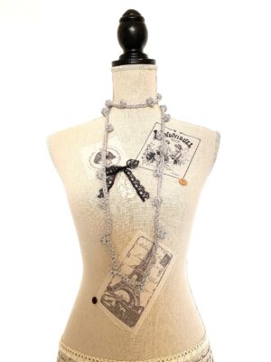Collana Pois grigia in lana lurex